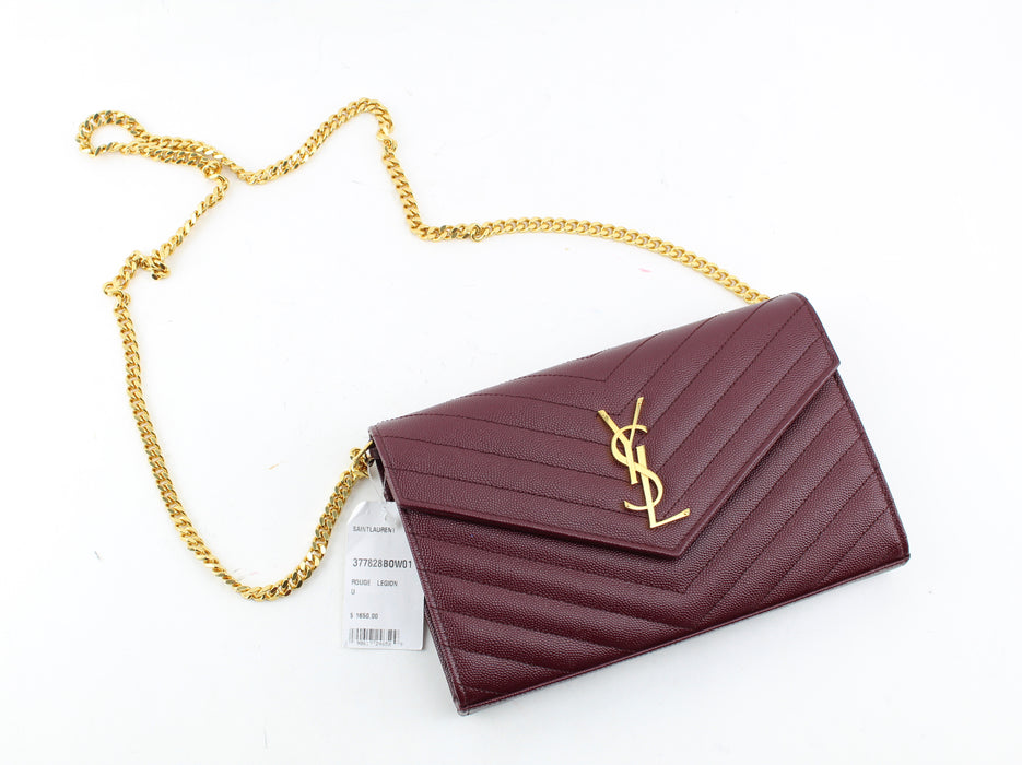 YSL MONOGRAM CHAIN BAG IN ROUGE LEGION - LuxurySnob