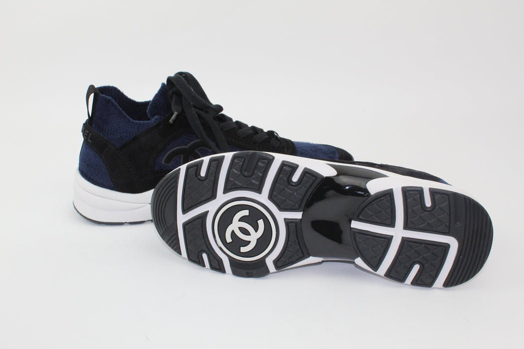 Chanel Fabric & Suede Calfskin Blue & Black