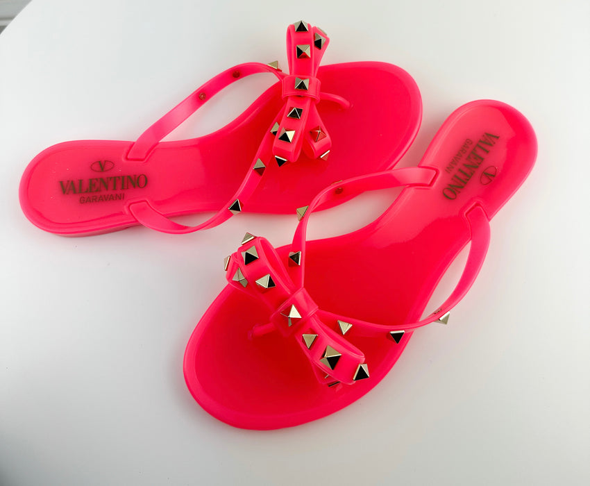 Valentino Rockstud PVC Sandals Pink
