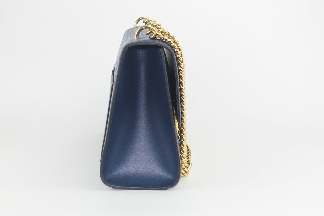 GUCCI NAVY GUCCISSIMA LEATHER PADLOCK SHOULDER BAG