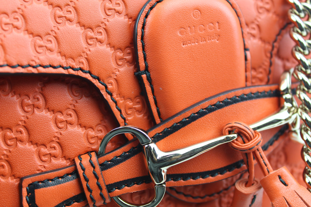 Gucci Emily Guccissima Mini Chain Shoulder Bag Orange