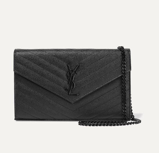 Saint Laurent Monogram Wallet on Chain in all Black