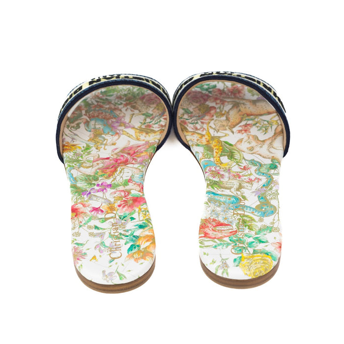 Dior Dway Slide White Multicolor D- Constellation Embroidered cotton