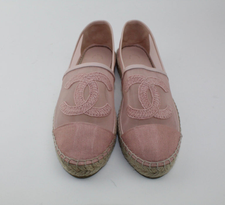 Chanel Mesh Grossgrain Pink Espadrilles