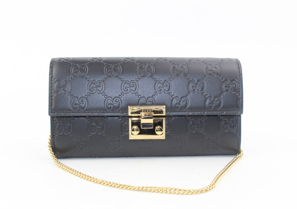 Gucci Padlock Leather Wallet on Chain