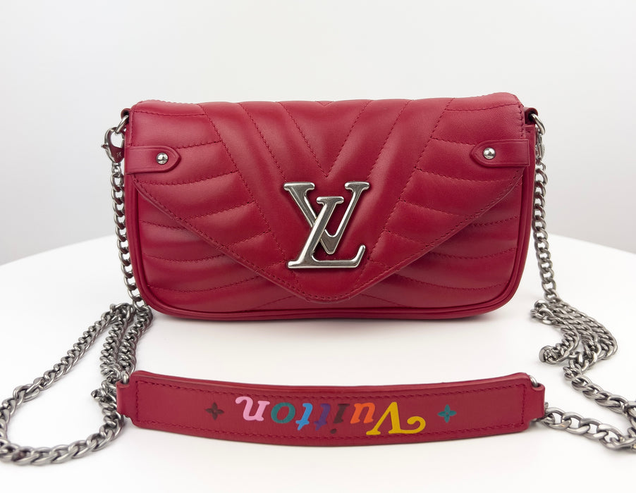 Louis Vuitton Calfskin New Wave Chain Pochette Scarlet