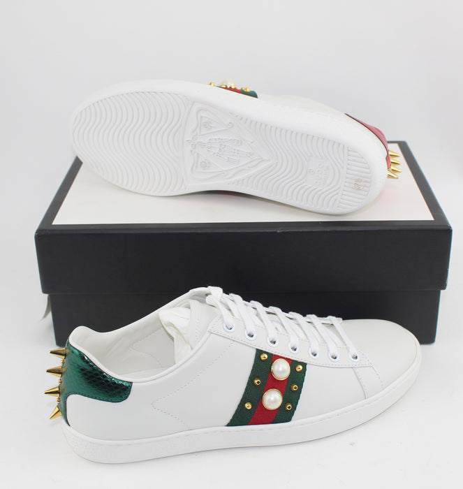 GUCCI ACE STUDDED LEATHER SNEAKERS SIZE 37.5 - LuxurySnob