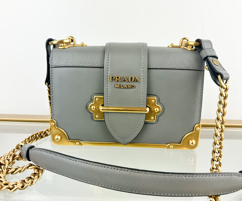 Prada Cahier Shoulder Bag Grey