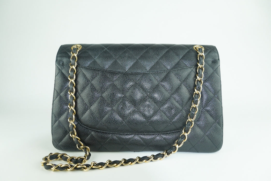 Chanel Large Caviar Double Flap Bag in Black