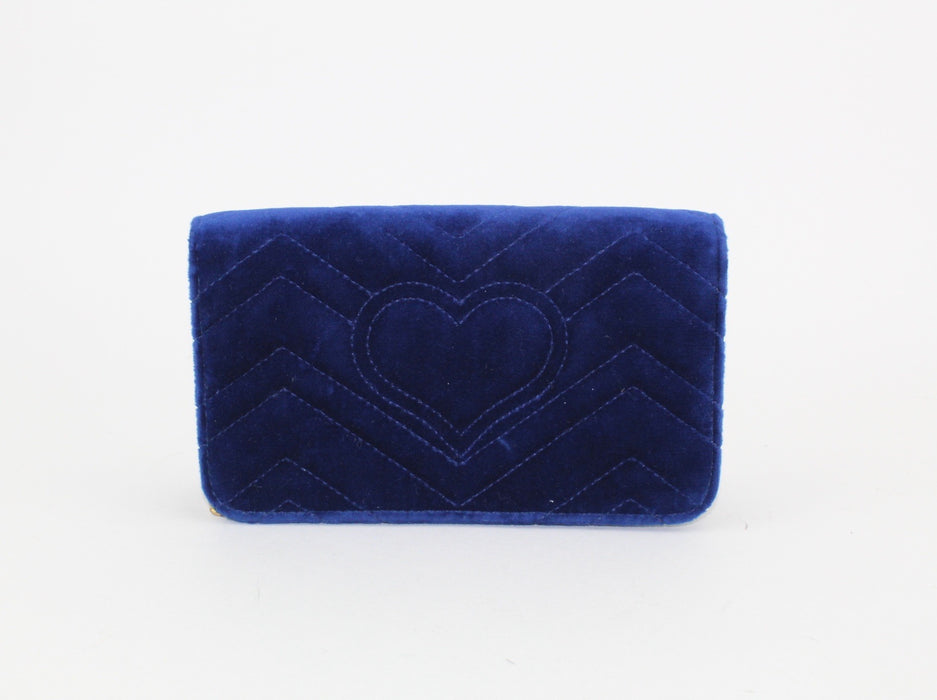 GUCCI GG MARMONT VELVET MINI CROSSBODY BLUE