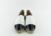 CHANEL ESPADRILLES PATENT WHITE AND BLACK