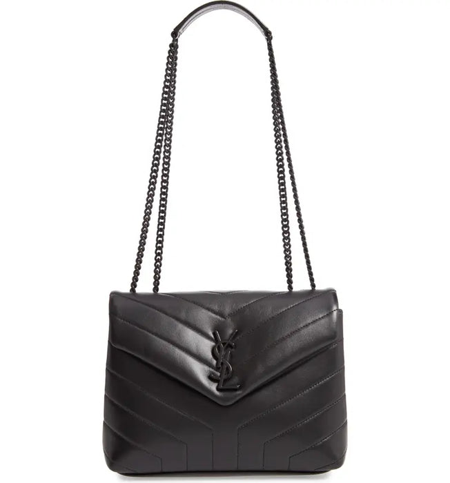 Saint Laurent Small Loulou Matelassé Leather Shoulder Bag in All Black