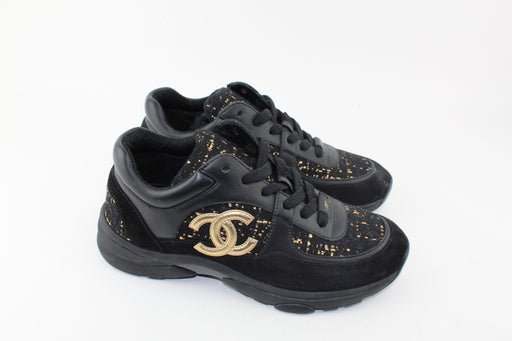 Chanel Cross Trainers black and Gold