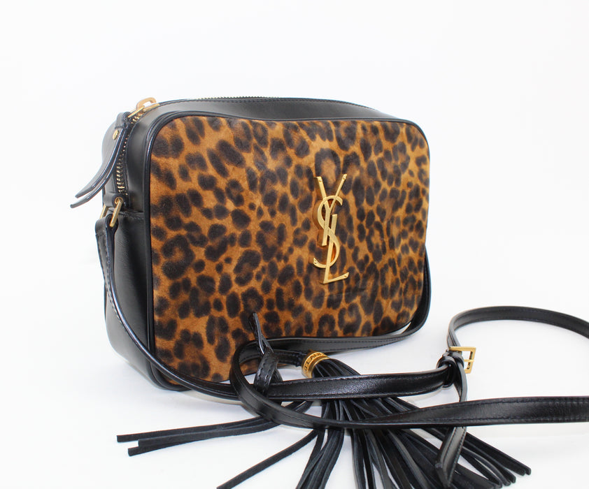 SAINT LAURENT LOU LEOPARD PRINT CAMERA BAG