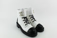 CHANEL WOMEN LACE UP BOOTS WHITE AND BLACK