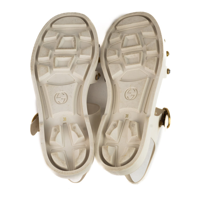 Gucci White Rubber Sandal with Crystals size 38