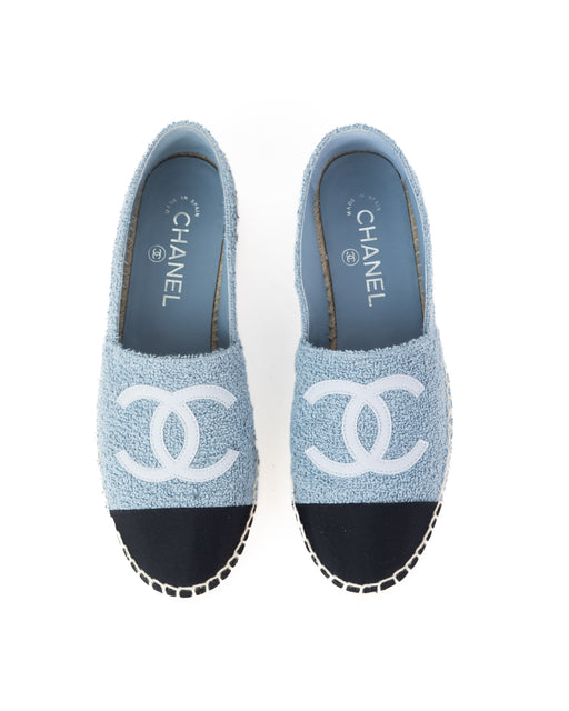 Chanel Fabric Espadrilles in Light Blue and Black