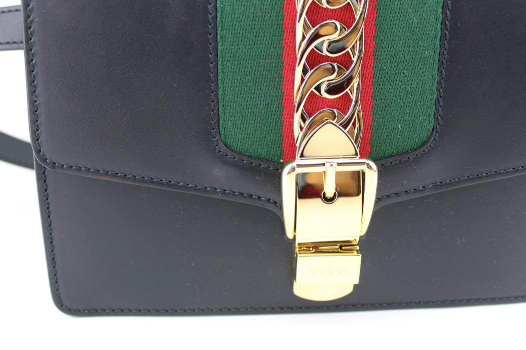 Gucci Leather Black Sylvie Belt Bag