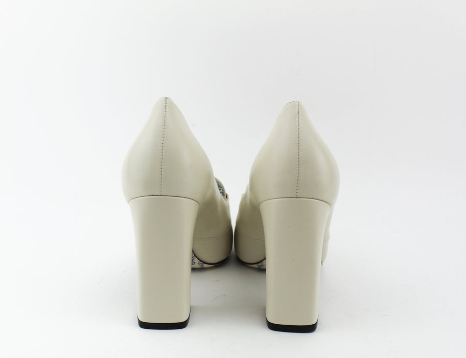 GUCCI GG LEATHER MARMONT BLOCK HEEL