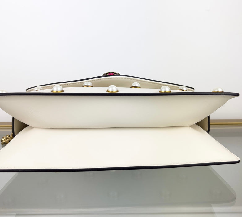 Gucci Broadway Pearly Bee Shoulder Bag Embellished Leather