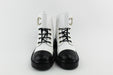 CHANEL WOMEN LACE UP BOOTS WHITE AND BLACK
