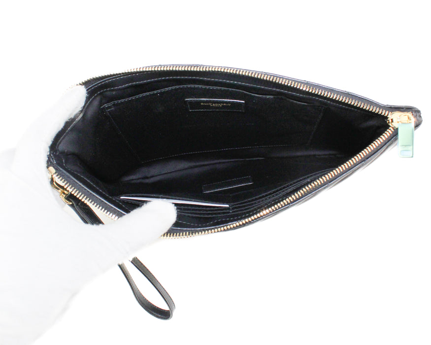 Saint Laurent Monogram Wristlet in Matalasse Leather