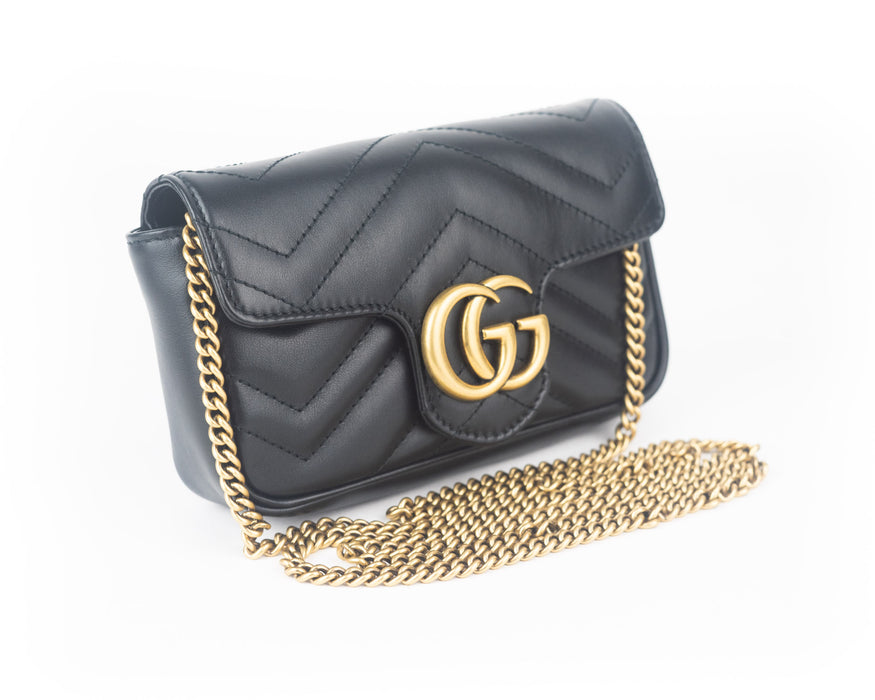 Gucci GG Marmont Black Leather Super Mini Bag