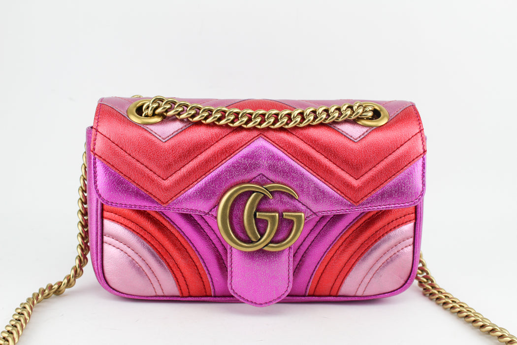 Gucci GG Marmont Mini Shoulder bag Pink and Purple