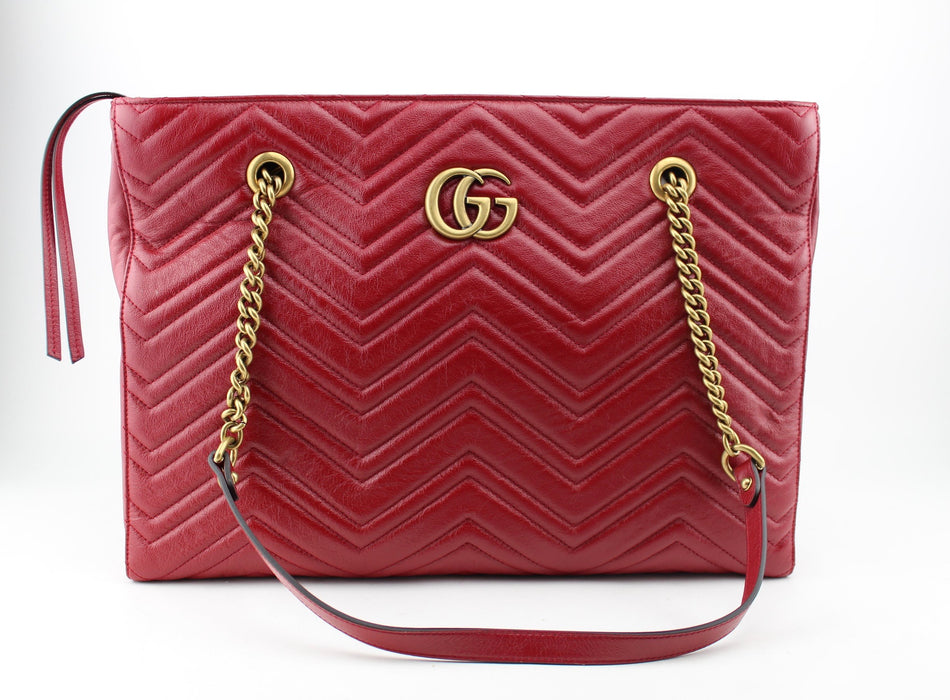Gucci GG Marmont Matelasse Medium Tote Red