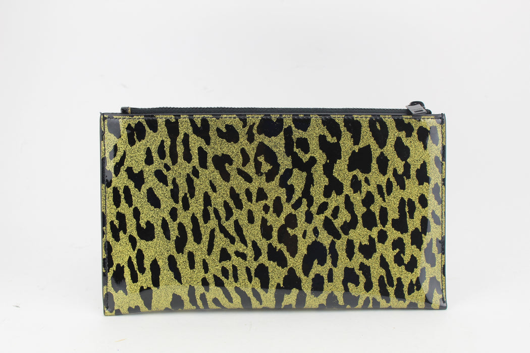 Saint Laurent Leopard Print Leather Zip Pouch