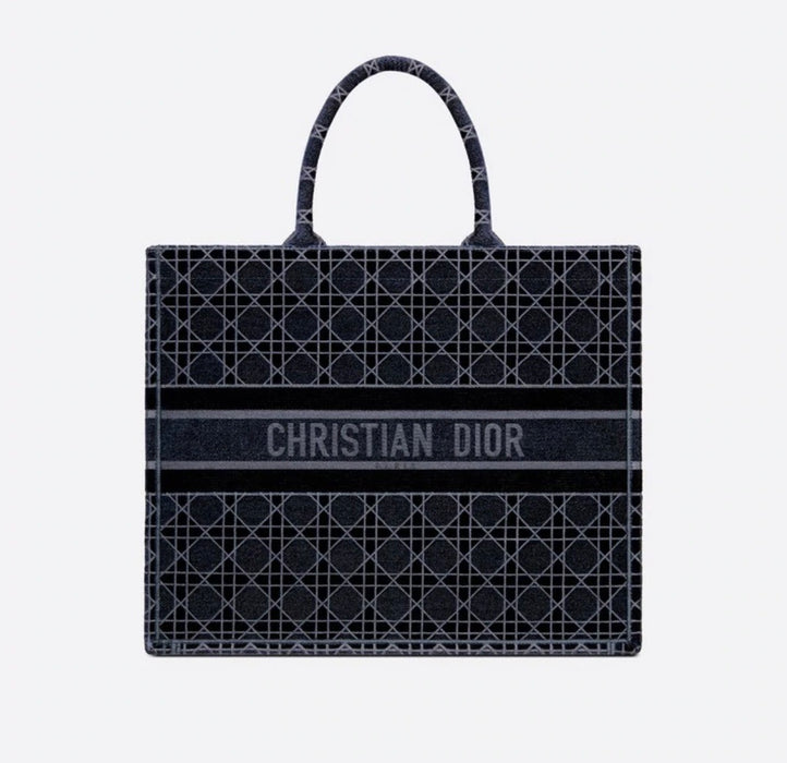 Dior Book tote Blue Cannage Embroidered Velvet