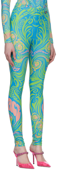 Versace Blue Medusa Leggings