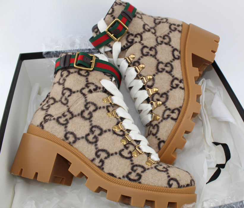 GUCCI GG WOOL ANKLE BOOT SIZE 38