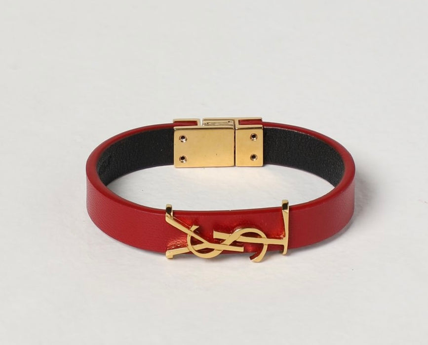 Saint Laurent Opyum Leather Bracelet Rouge Eros