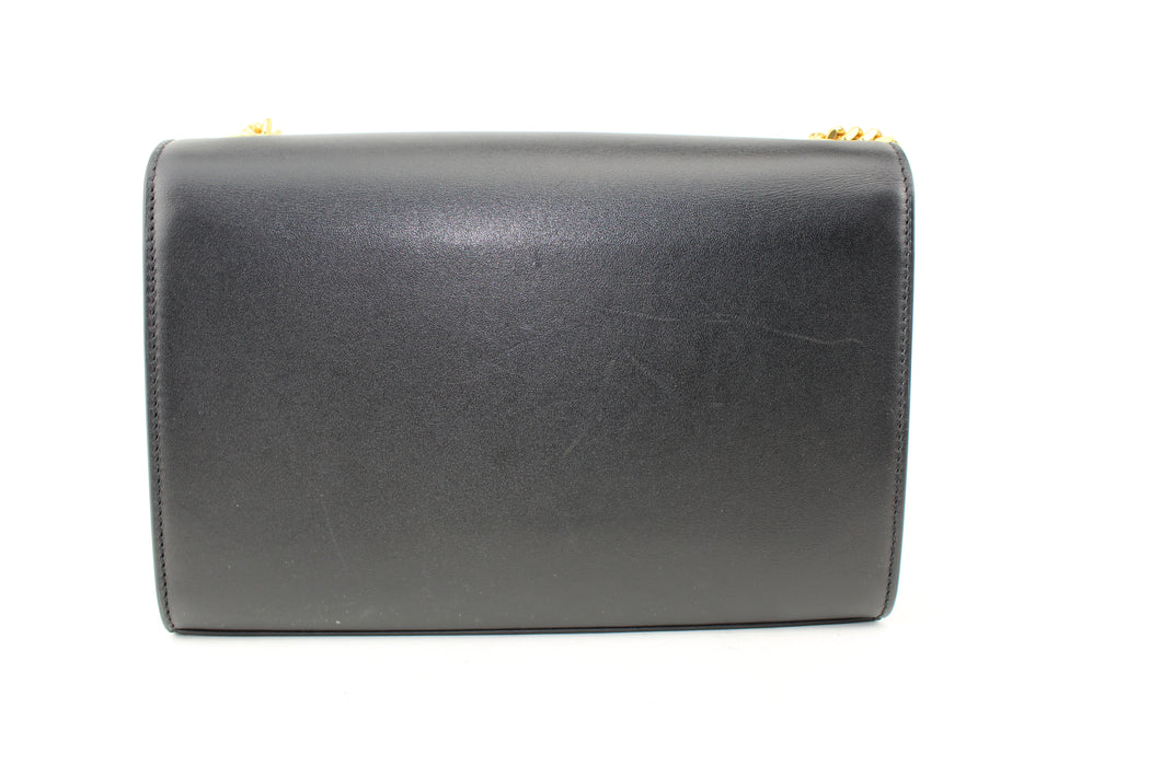 SAINT LAURENT BLACK KATE TASSEL LOGO BAG