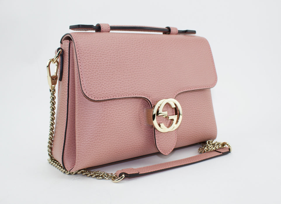 GUCCI DOLLAR CALFSKIN INTERLOCKING G TOP HANDLE SHOULDER BAG