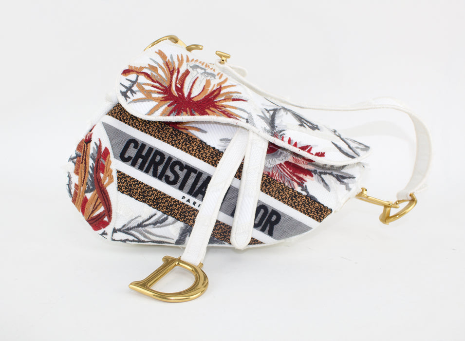 CHRISTIAN DIOR EMBROIDERED SADDLE BAG