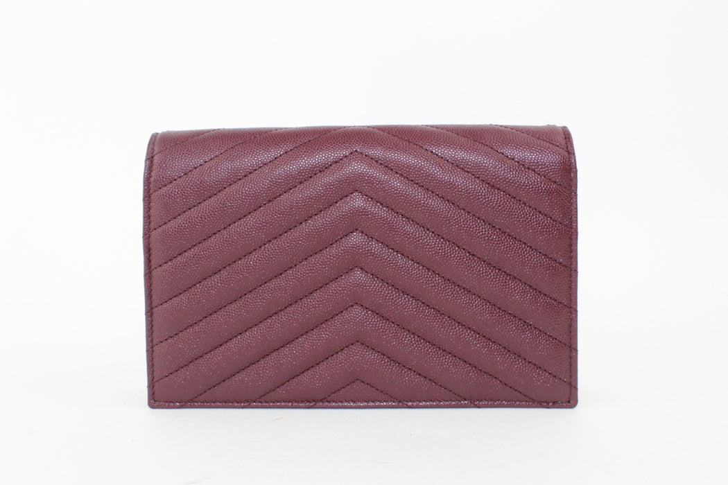 SAINT LAURENT MONOGRAM LEATHER CHAIN WALLET