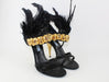 PRADA BLACK FEATHER SATIN GOLD JEWEL SANDAL