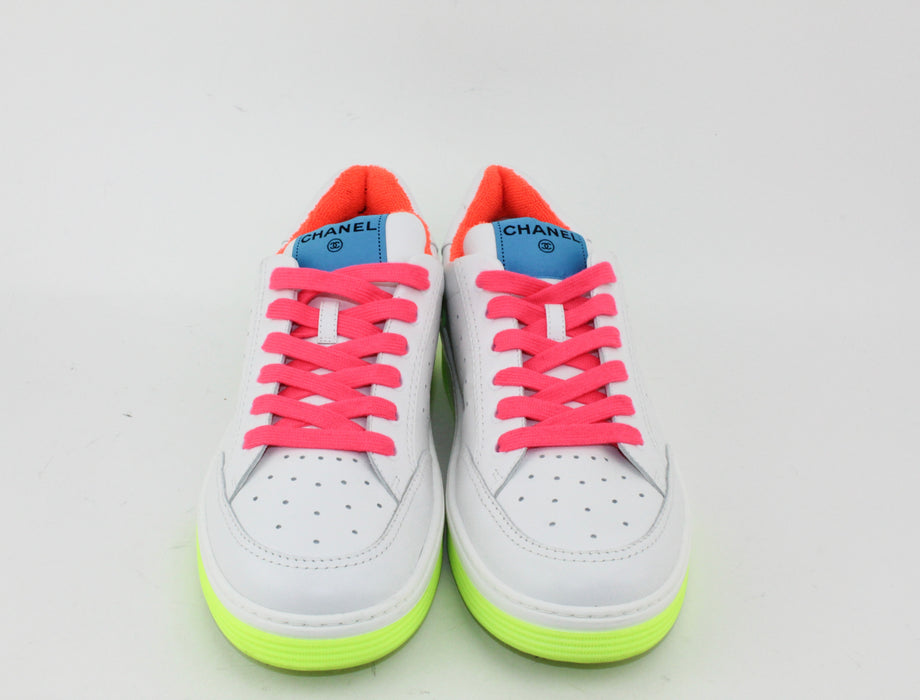 Chanel white and neon Sneakers