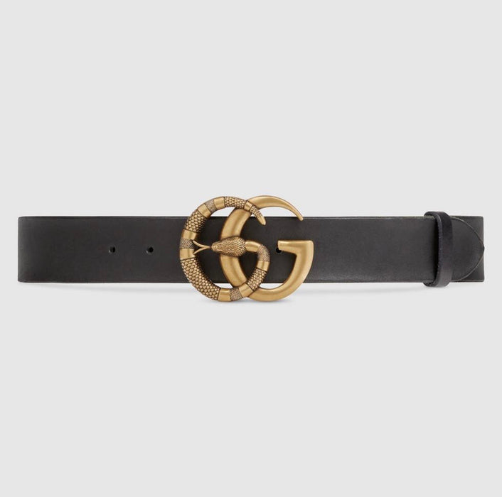Gucci Double G Leather belt with snake