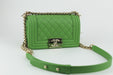 CHANEL SMALL LAMBSKIN BOY BAG GREEN. 