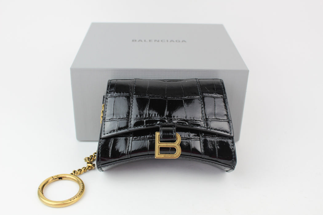 Balenciaga Hourglass card case with chain