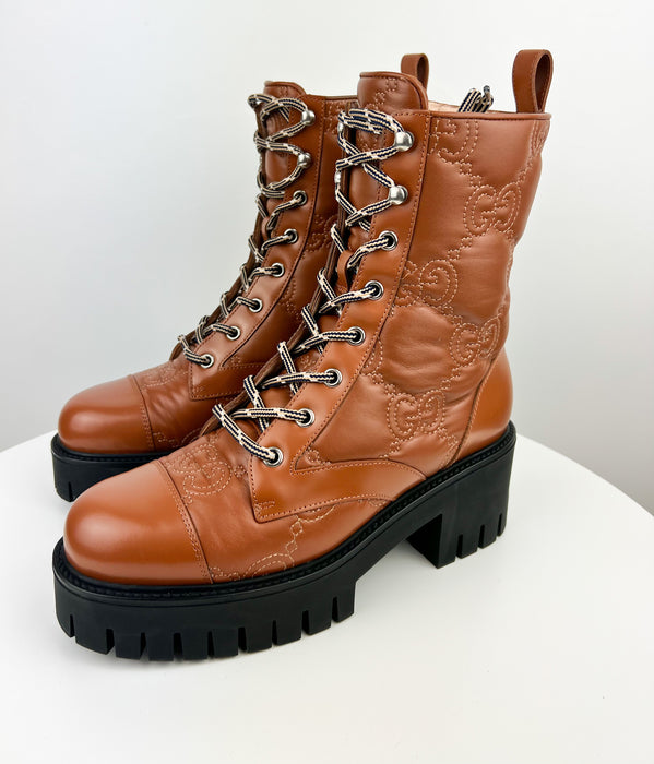 Gucci Women's GG Matelasse Lace Up Boot