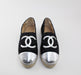CHANEL TWEED BLACK AND SILVER ESPADRILLES