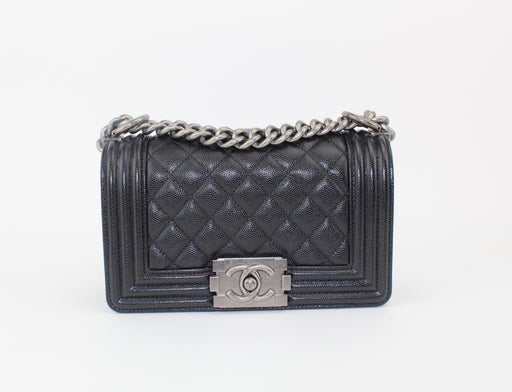 CHANEL SMALL CAVIAR BOY BAG BLACK