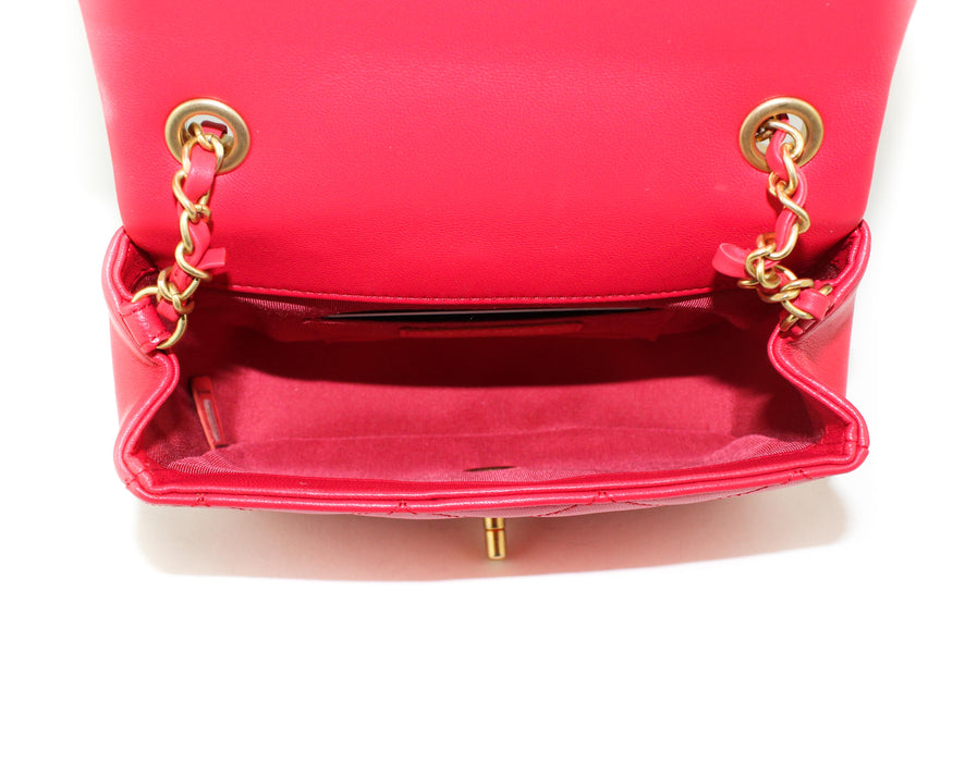 Chanel Top Handle Flap Bag Red