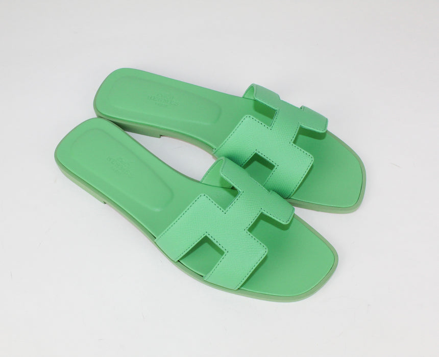 Hermes Oran Sandal in Light Green