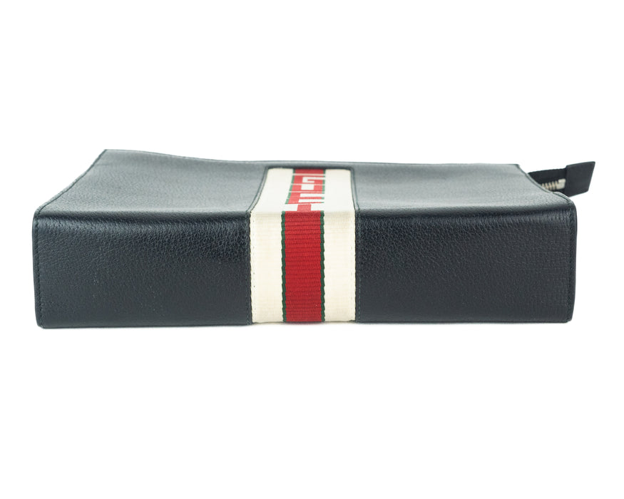 Gucci Logo Stripe Leather Pouch