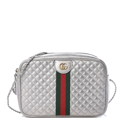 GUCCI METALLIC QUILTED LEATHER SHOULDER BAG